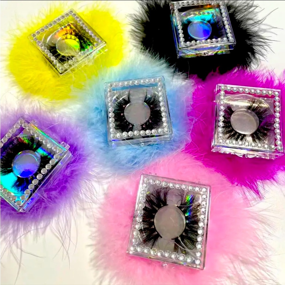 Square Feather Lashes Box False Eyelashes Packaging box Reusable various colors